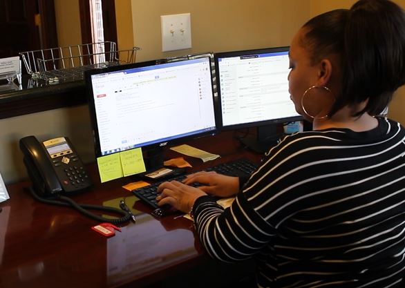 cynthia at computer